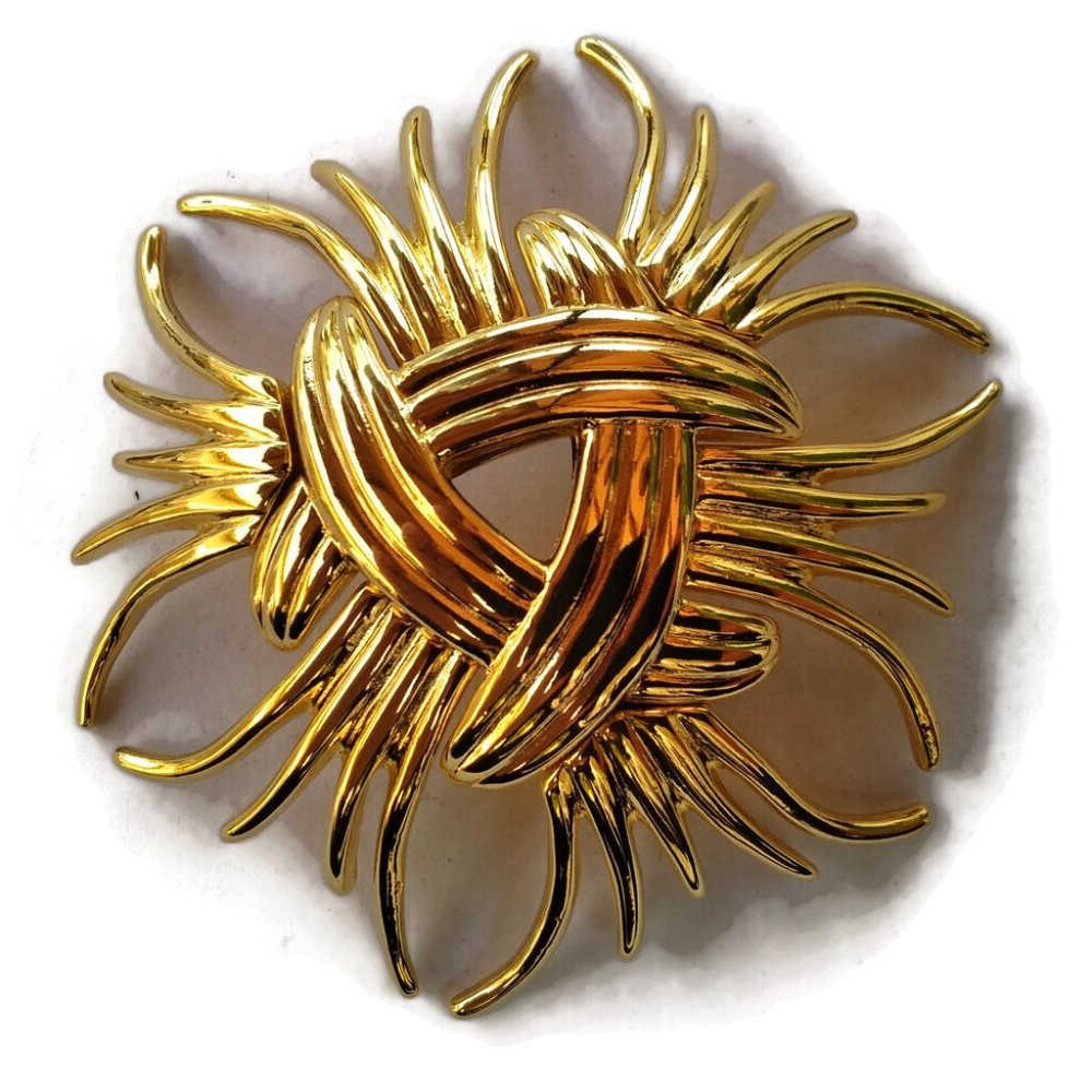 Vintage Kenneth Jay Lane Gold Sunburst Brooch